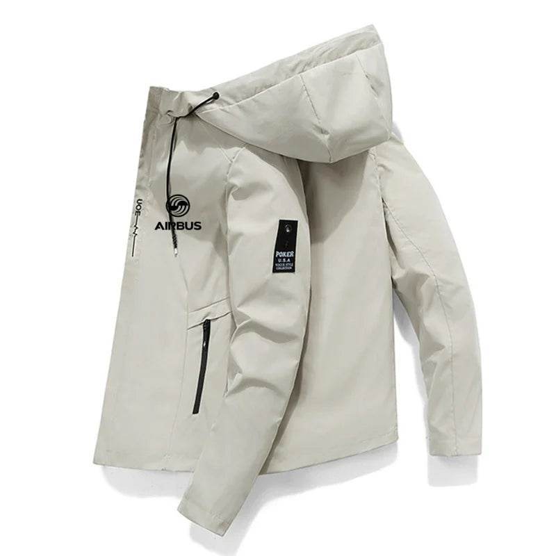 AIRBUS AVIATION Men's Hooded Jacket - Lightweight Spring & Summer Windbreaker - Buy Center