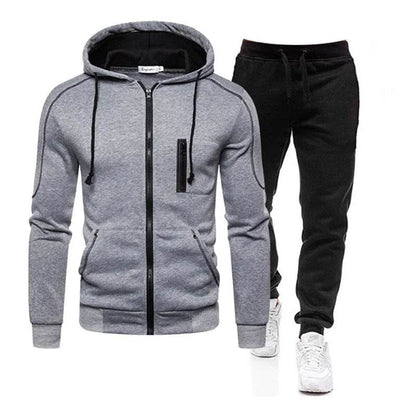 QIWN 2024 Men's Double Zipper Jacket & Hoodie Tracksuit Set - Buy Center