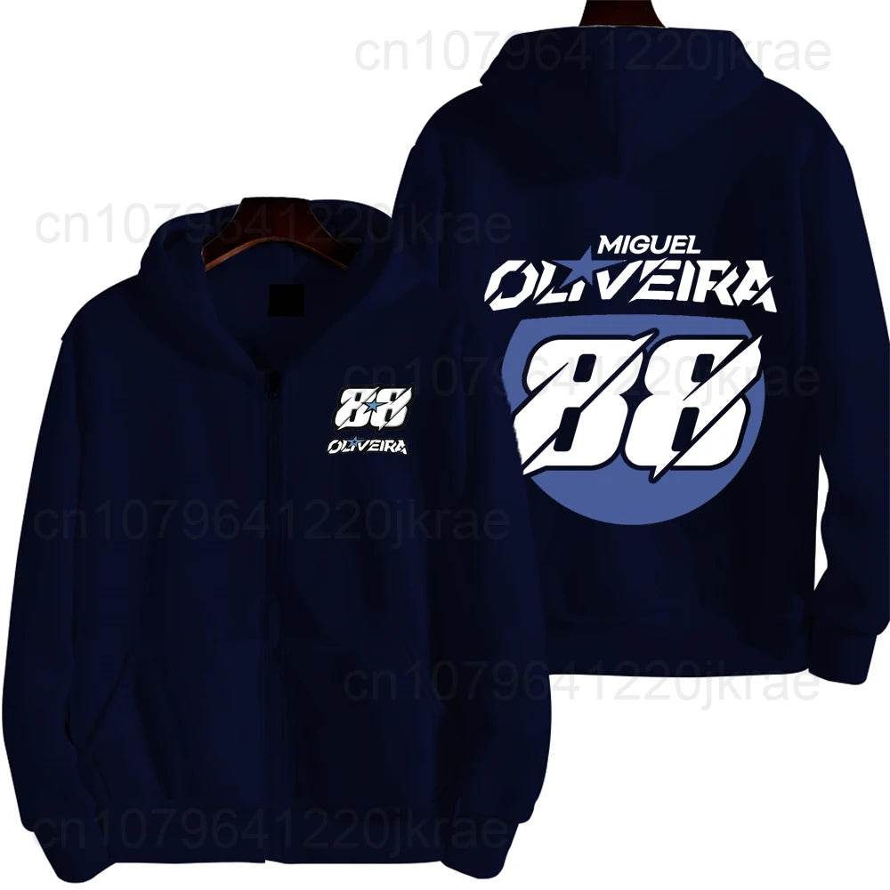 Miguel Oliveira 88 Logo Men's Zip Up Hoodie - Casual Spring Autumn Wear - Buy Center