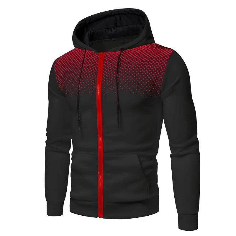 Men's Slim Fit Polka Dot Hoodie with Zipper Pocket - Casual Wear - Buy Center