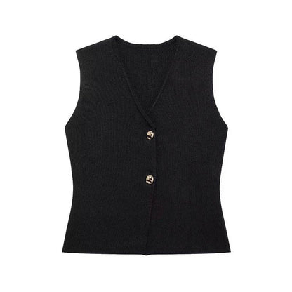 TRAF Women's Sleeveless Knit Vest - Autumn Cardigan in Red, Black, White - Buy Center