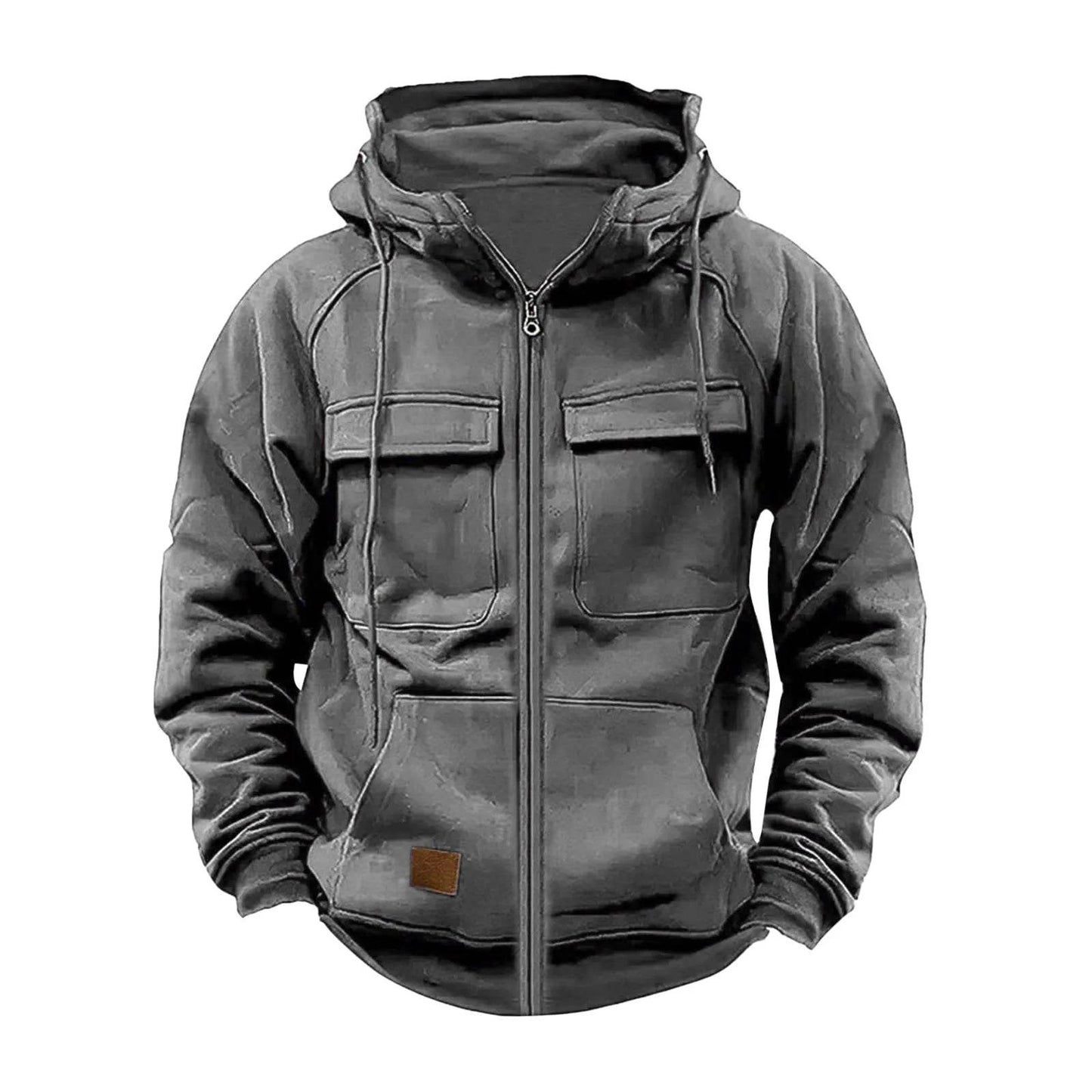 FAVOCENT Men's Hooded Hoodie Jacket - Multi Pocket Zipper Sweatshirt - Buy Center