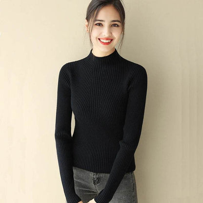 Women’s Slim Turtleneck Sweater - Casual Knit Pullover for Winter - Buy Center