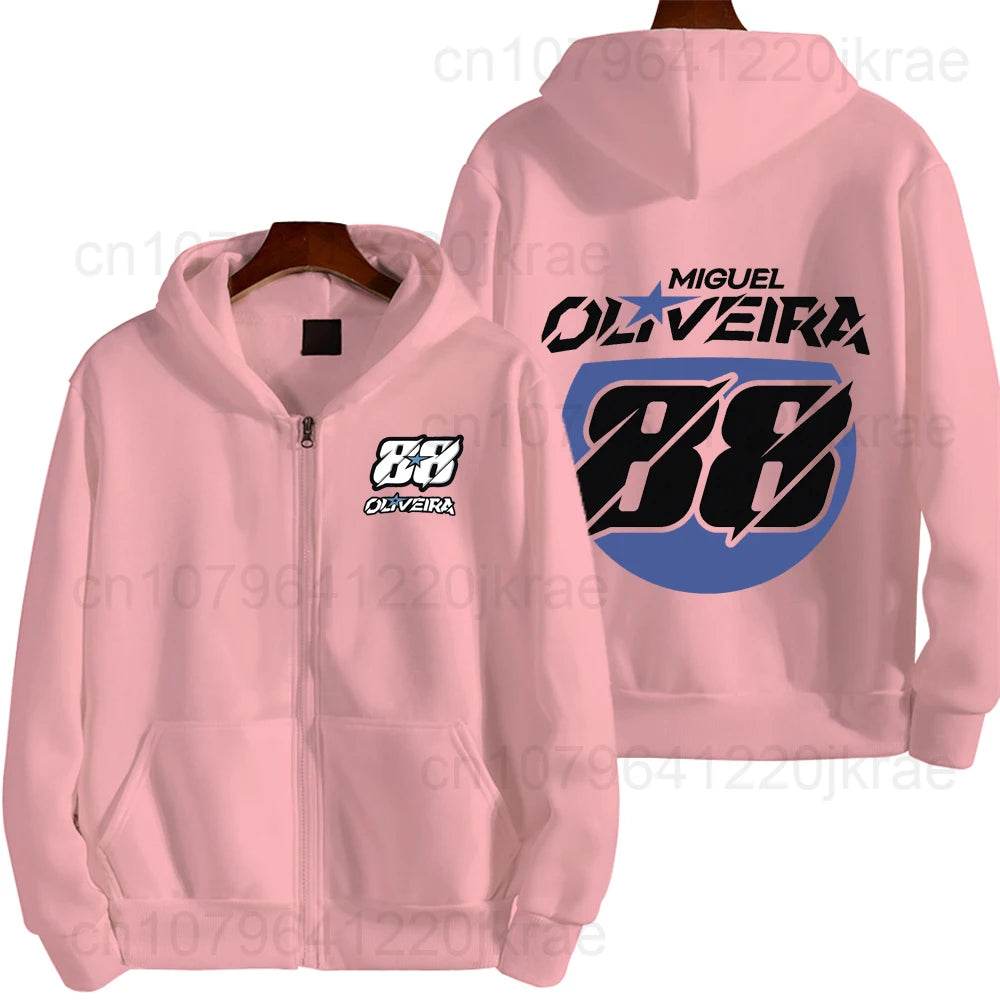 Miguel Oliveira 88 Logo Men's Zip Up Hoodie - Casual Spring Autumn Wear - Buy Center