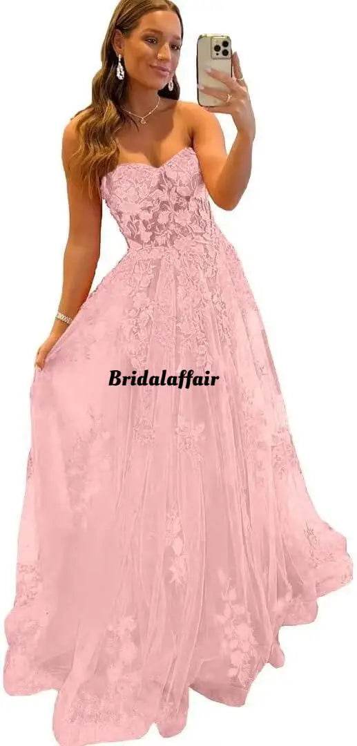 Bridalaffair Orange Lace Appliques A-Line Prom Dress - Sweetheart Neckline - Buy Center