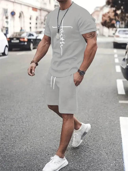 Men's Casual T-Shirt and Shorts Set - Short Sleeve Beach Style - Buy Center