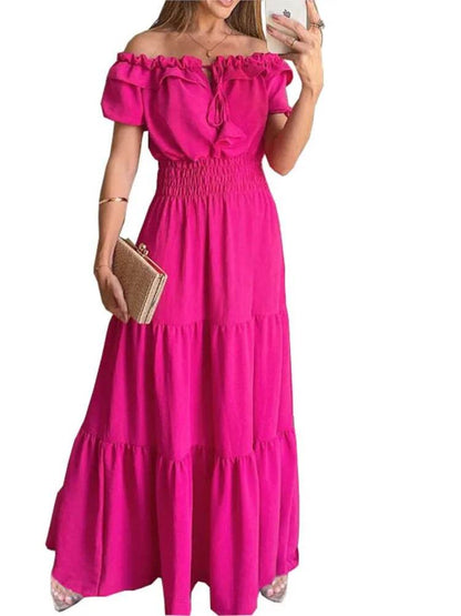 XXOWENLI Spring Summer Women's Dress - Puff Sleeve Ruffle A-Line - Buy Center