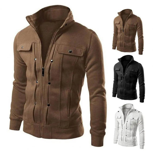 UTERQUE Men's Stylish Spring Casual Jacket - Stand Collar, Zipper Closure - Buy Center