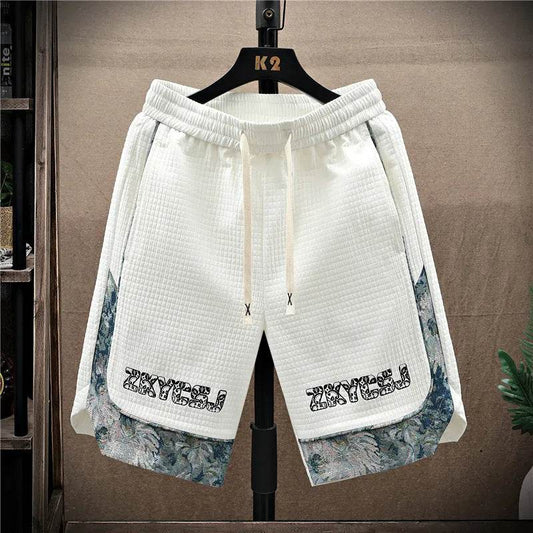 Casual Summer Running Shorts for Men - Wave Pattern Patchwork Design - Buy Center