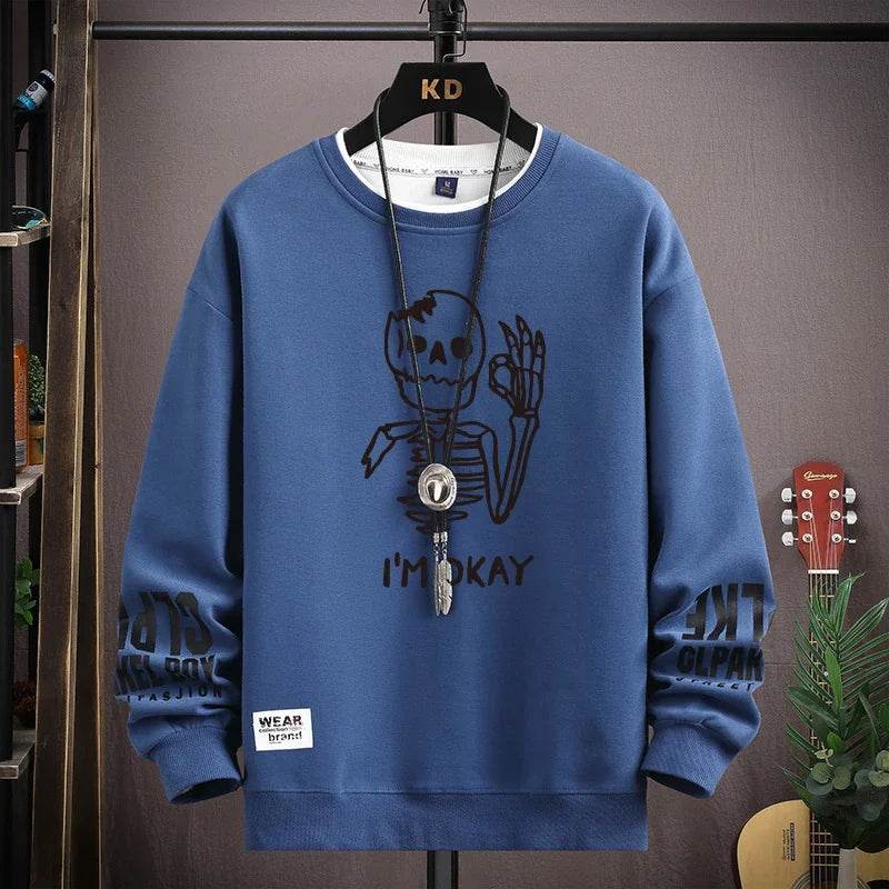 Cool Bear Print Mens Sweatshirt - Fashionable O-Neck Long Sleeve Top - Buy Center