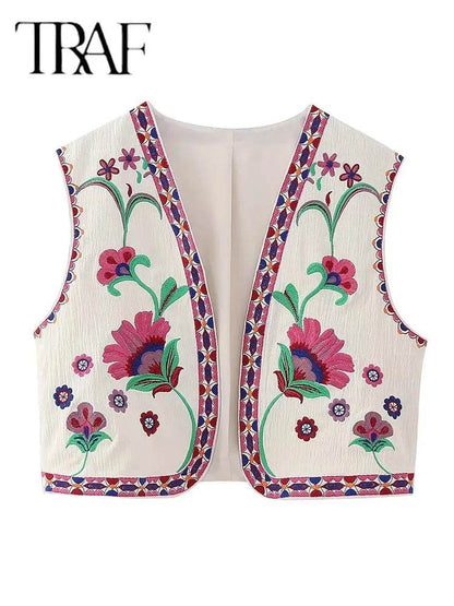 Klkxmyt Women's Floral Embroidery Vest - Vintage Casual Wear - Buy Center