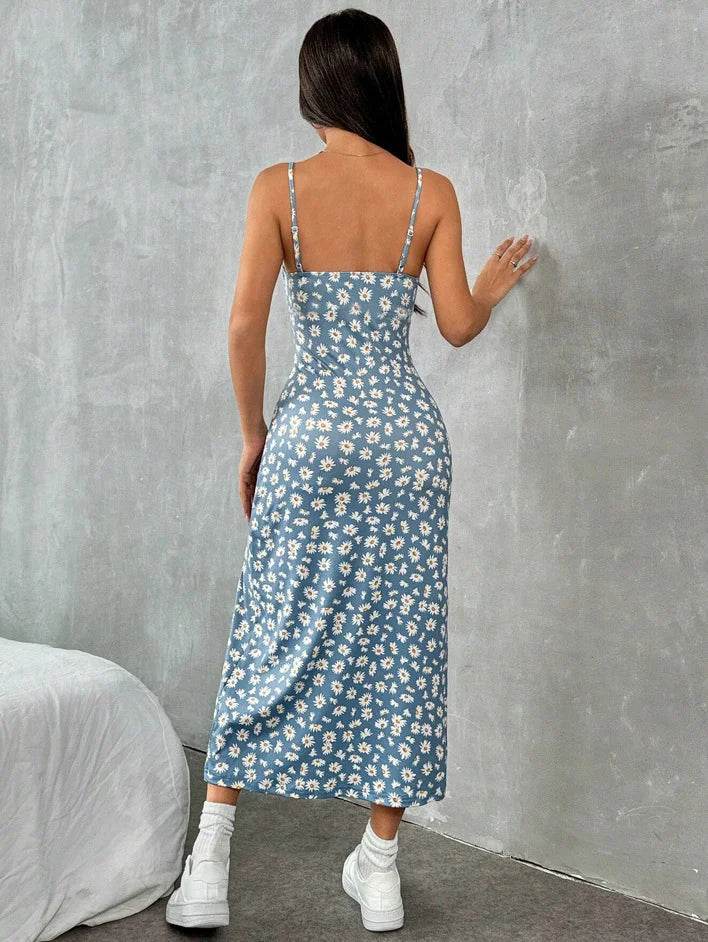 Elegant Strapless Maxi Dress - Daisy Leopard Print for Spring - Buy Center