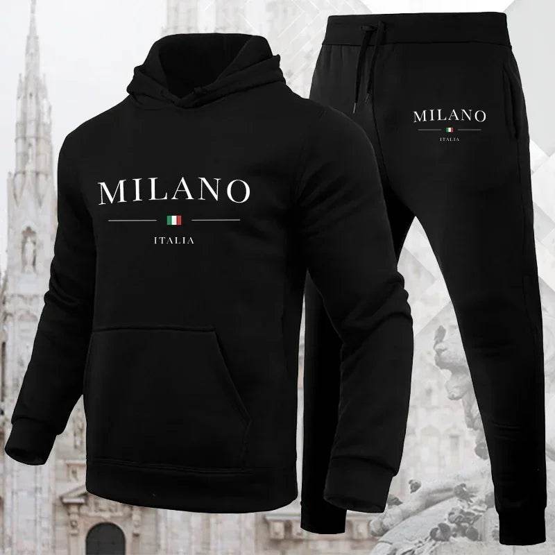 Milano Print Men's Luxury Hoodie Set - Casual Jogging Tracksuit - Buy Center