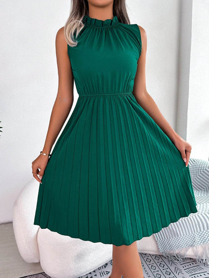 LUSMAY Women's Summer Knee Length Dress - Ruffled Pleated Casual Style - Buy Center