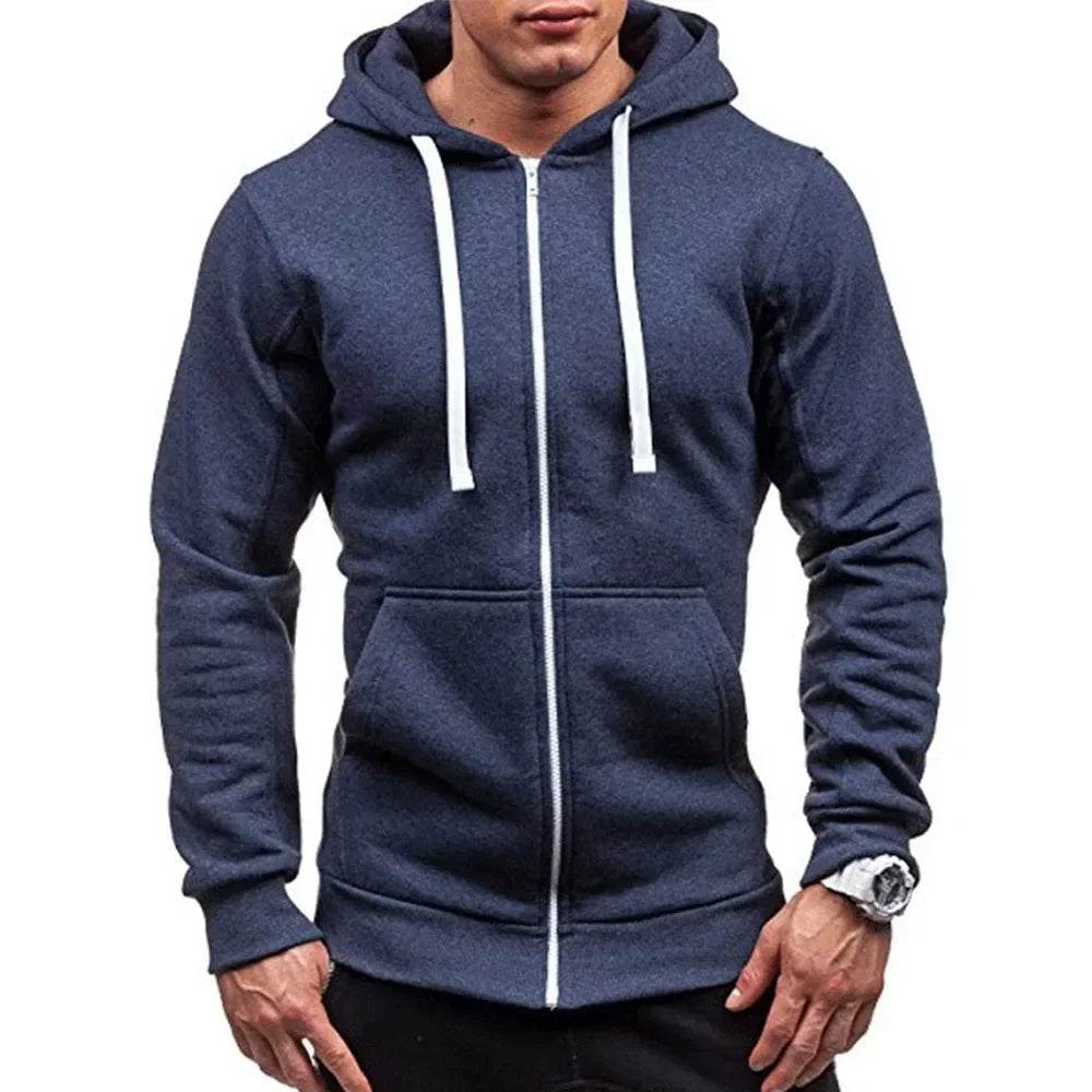 King Billion Men's Casual Zip Hooded Sweatshirt - Solid Colour Jacket - Buy Center