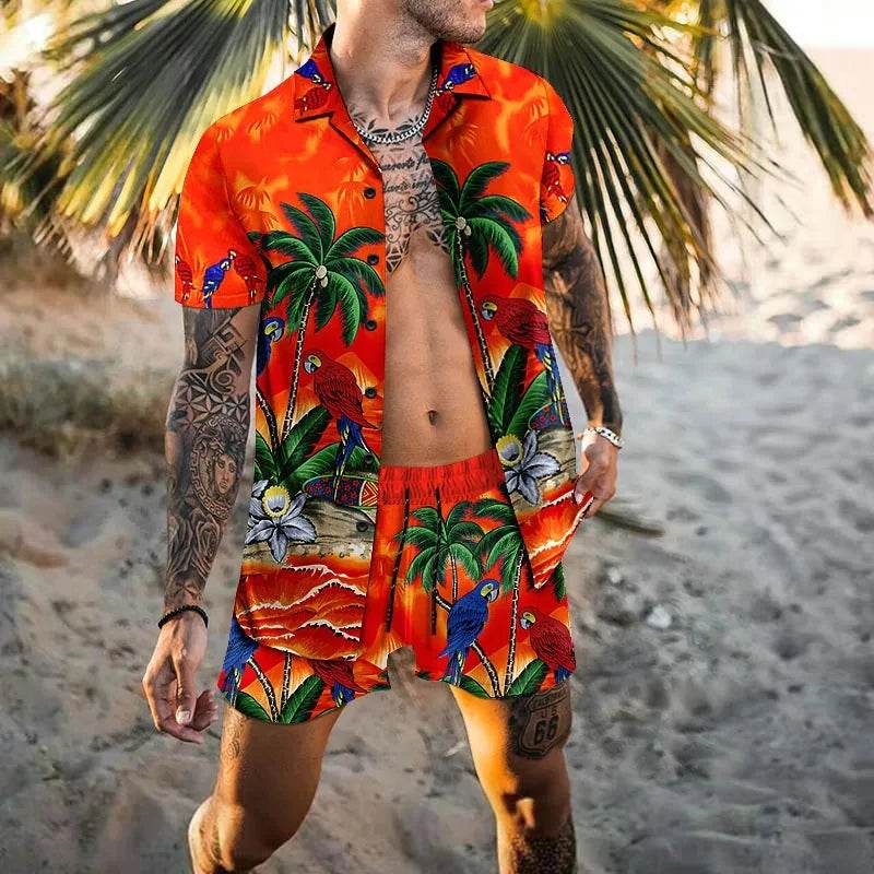 Hawaiian Men’s Cardigan 2-Piece Set - Summer Short Sleeve & Shorts - Buy Center