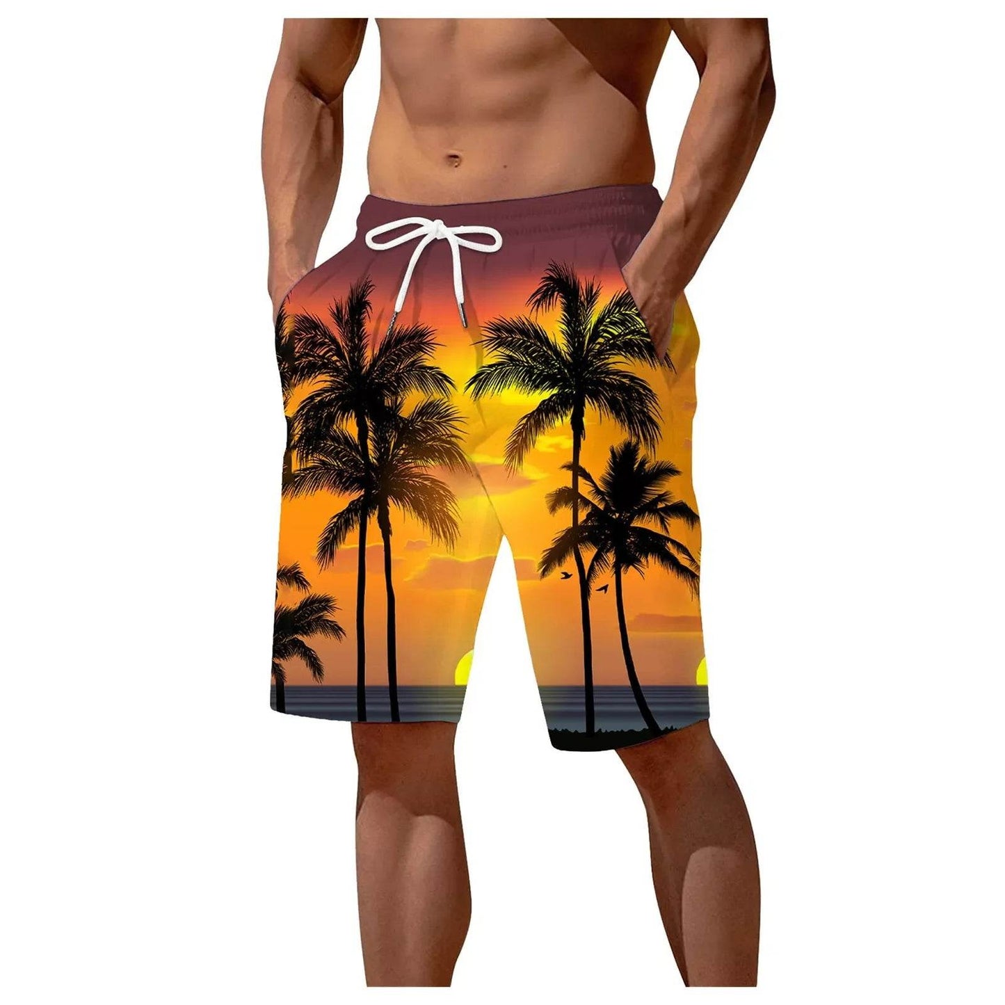 Men's Palm Tree Gradient Fashion Shorts - Quick Dry Summer Swim Trunks - Buy Center