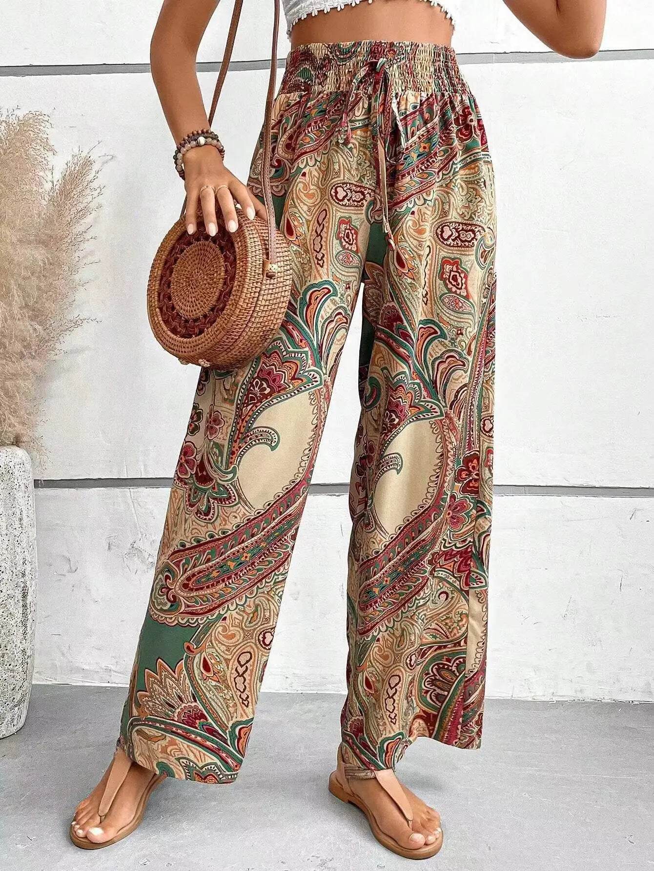 Vintage Tie Dye Wide-Leg Pants for Women - Casual Spring Style - Buy Center