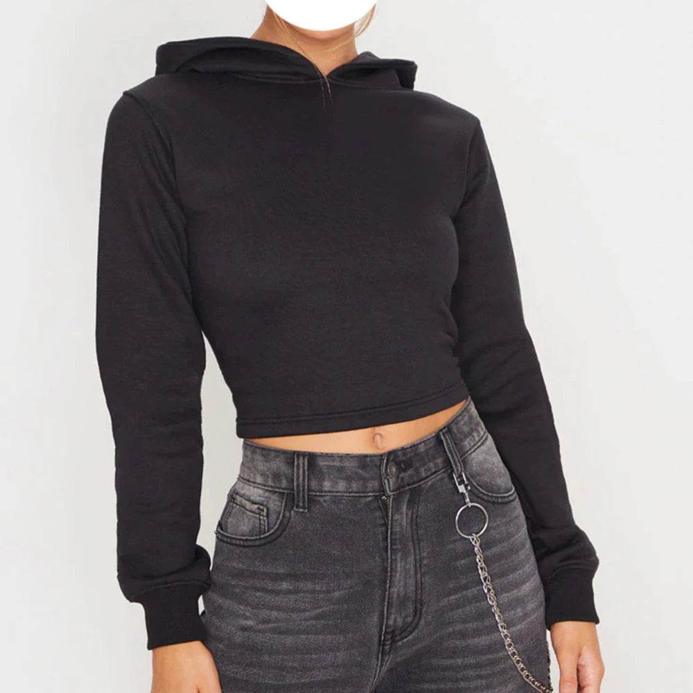 ZSIIBO Women’s Backless Hoodie - Sexy Cross Bandage Crop Top - Buy Center