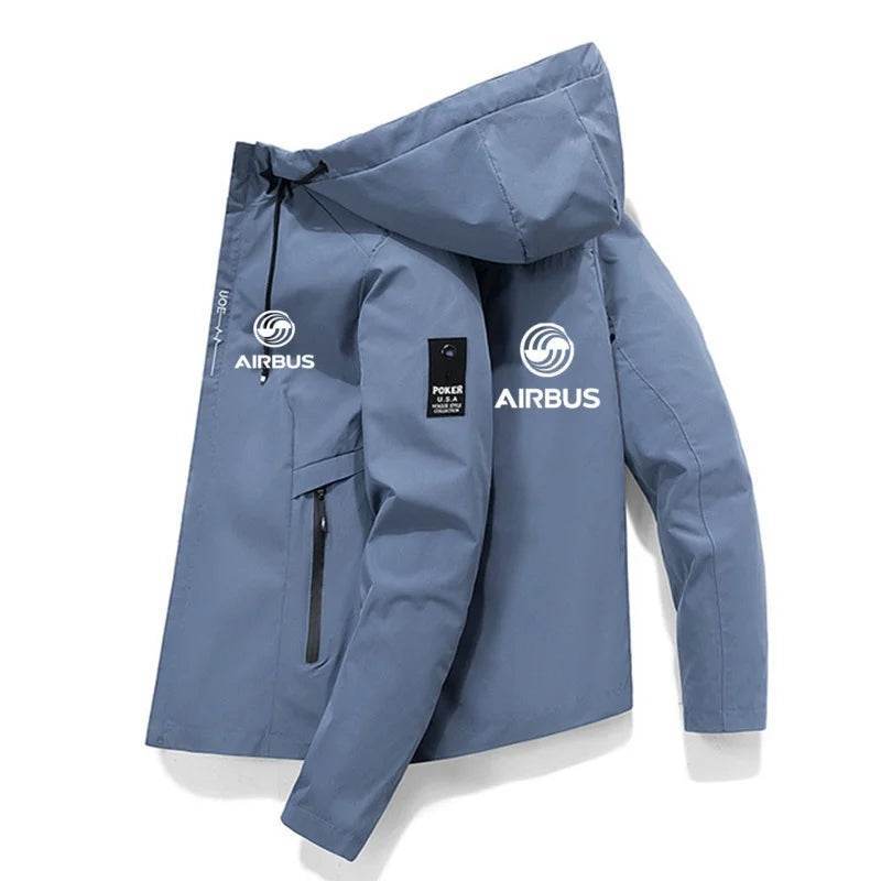 AIRBUS AVIATION Men's Hooded Jacket - Lightweight Spring & Summer Windbreaker - Buy Center