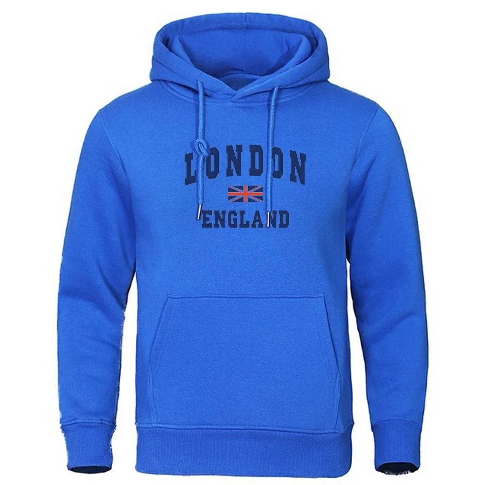 London Print Men's Hoodie - Casual Long Sleeve Sport Apparel - Buy Center
