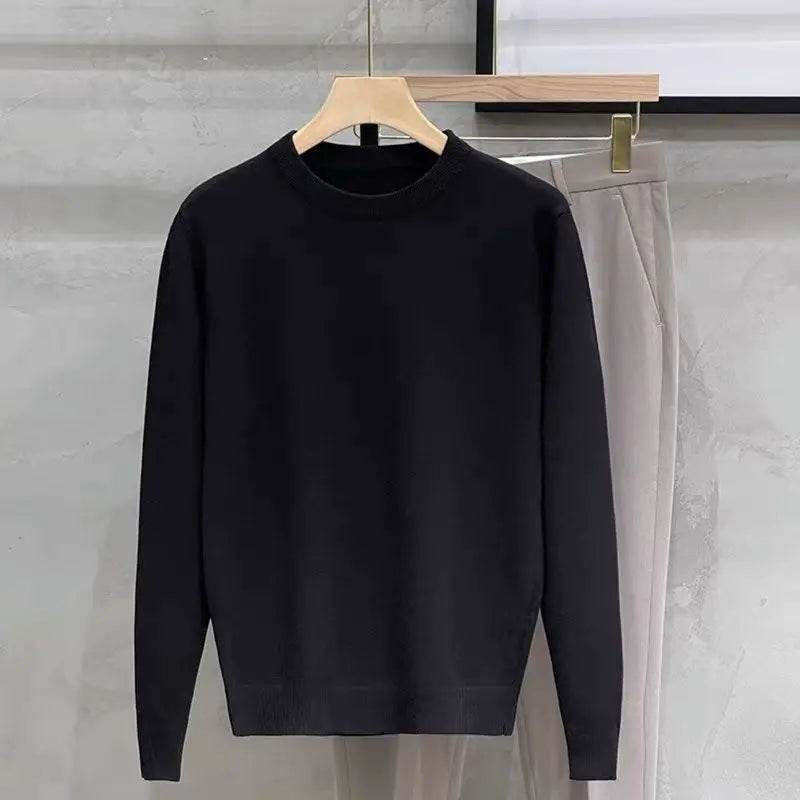 Autumn Winter Casual Pullover Sweater for Men - Solid Color & Loose Fit - Buy Center