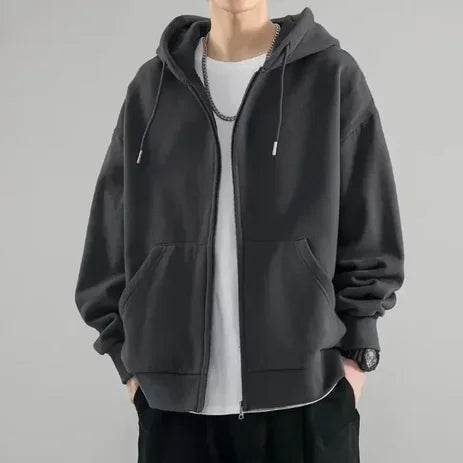 Men's Solid Zipper Hoodie & Pants Set - Casual Spring/Fall Fitness - Buy Center