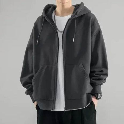 Men's Solid Zipper Hoodie & Pants Set - Casual Spring/Fall Fitness - Buy Center