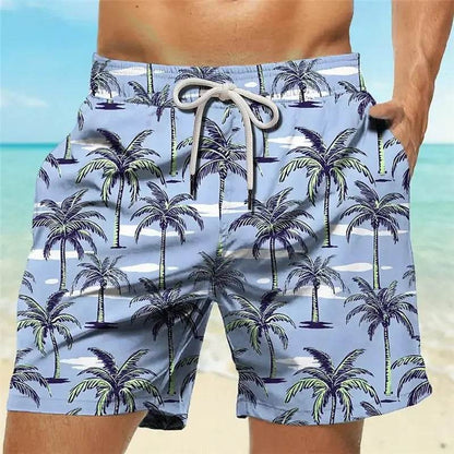2024 Casual Men's Drawstring Shorts - Quick Dry Coconut Tree Print - Buy Center