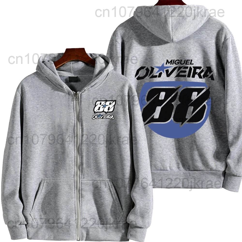 Miguel Oliveira 88 Logo Men's Zip Up Hoodie - Casual Spring Autumn Wear - Buy Center