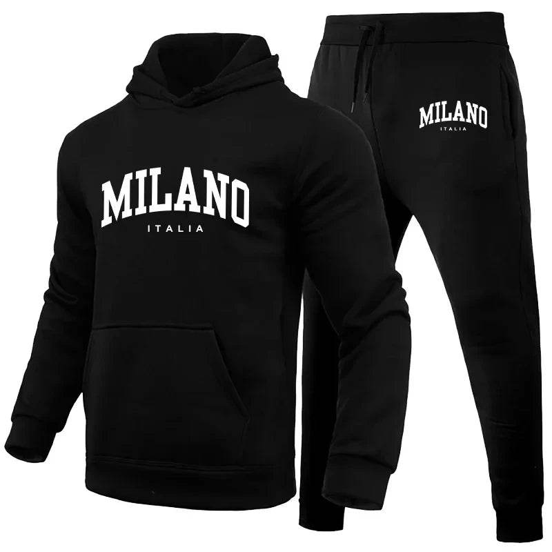 Milano Print Men's Luxury Hoodie Set - Casual Sweatshirt & Jogging Trousers - Buy Center