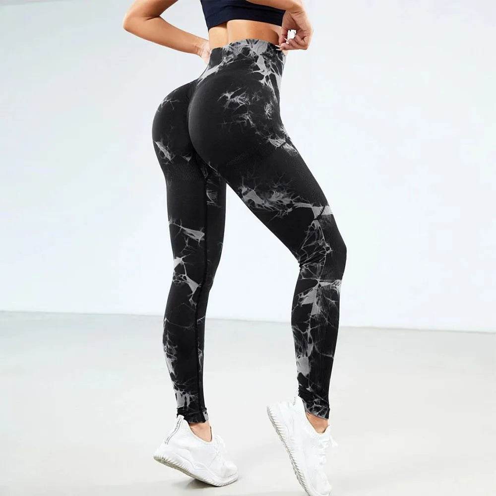 Sexy High Waist Yoga Leggings - Tie-Dye Seamless Fitness Tights - Buy Center