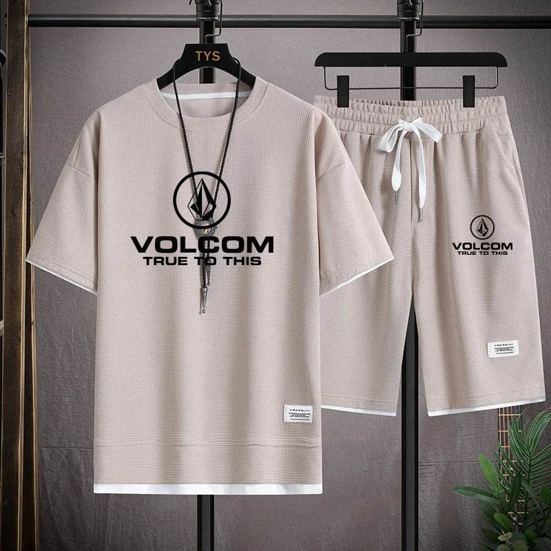 VOLCOM Men's Summer Tracksuit - Casual Print T-Shirt & Shorts Set - Buy Center
