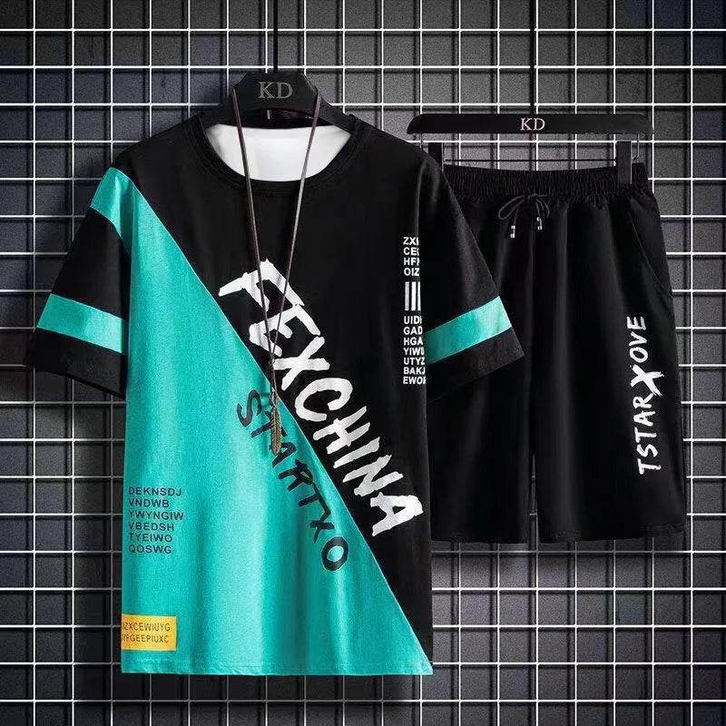 XMSFTD Men's Summer Casual Sweatshirt & Manga Graphic Tee Set - Buy Center