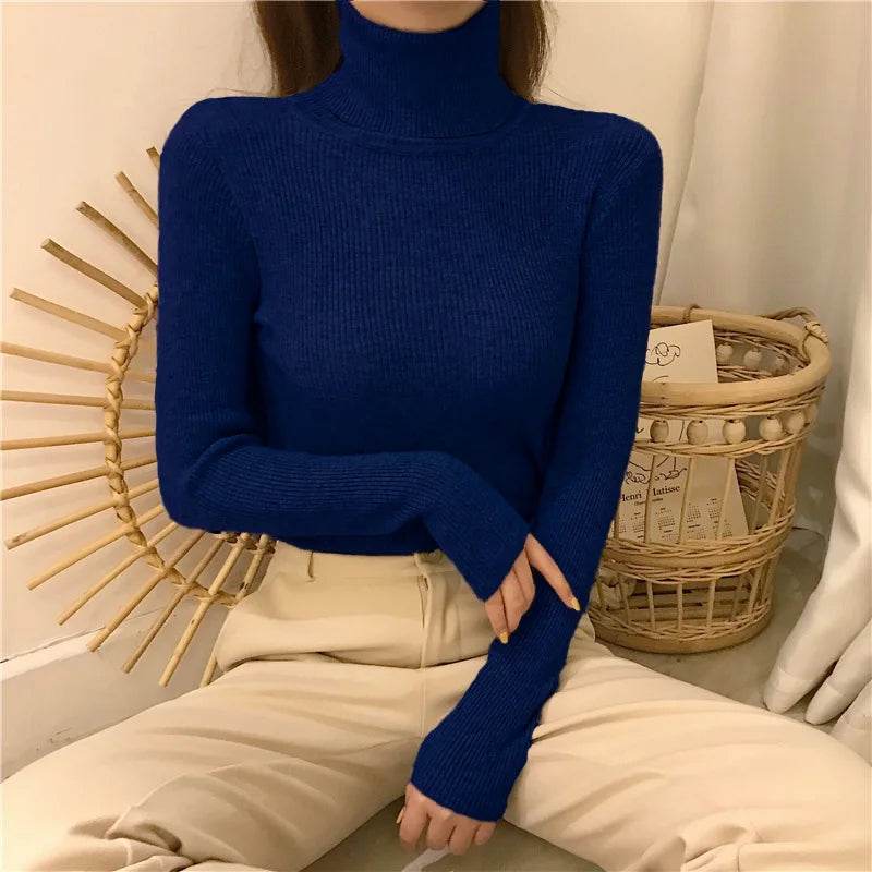 Women's Slim-Fit Turtleneck Sweater - Full Sleeve Casual Jumper - Buy Center