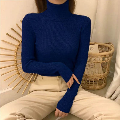 Women's Slim-Fit Turtleneck Sweater - Full Sleeve Casual Jumper - Buy Center