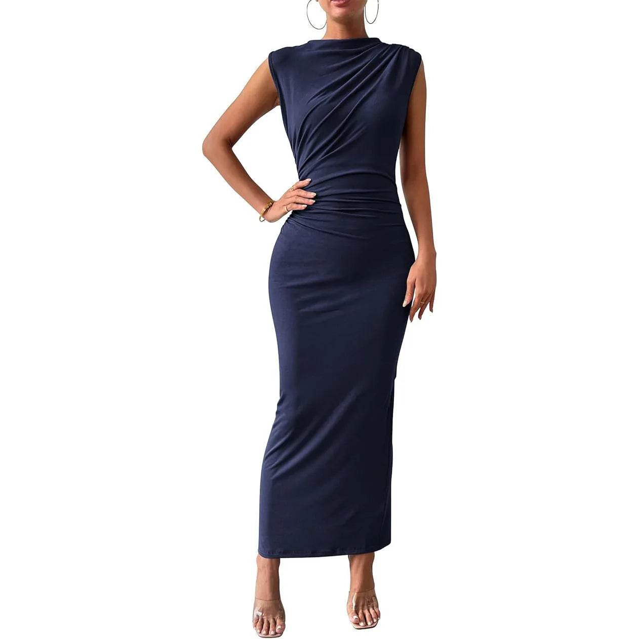 MODX Plus Size Elegant Ruched Bodycon Dress - Sleeveless & Stretchy - Buy Center