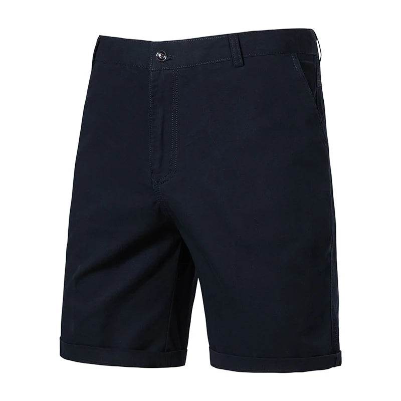 GQXAON Men's Solid Color Cotton Knee Shorts - Casual Bermuda Style - Buy Center