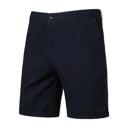 GQXAON Men's Solid Color Cotton Knee Shorts - Casual Bermuda Style - Buy Center