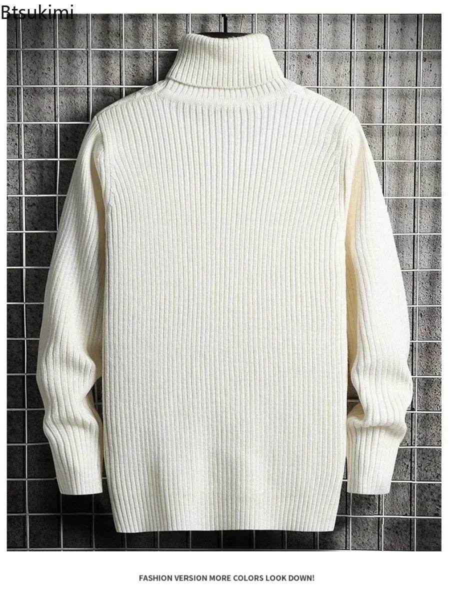 2025 Men's Winter Warm Turtleneck Sweaters Knitted Thick Pullover Casual Sweaters High Neck Knited Solid Color Jumpers for Men - Buy Center