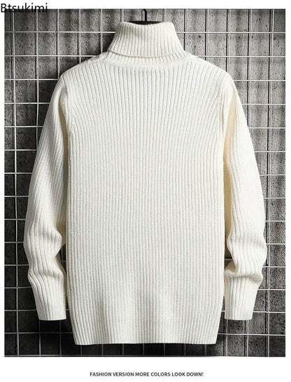 2025 Men's Winter Warm Turtleneck Sweaters Knitted Thick Pullover Casual Sweaters High Neck Knited Solid Color Jumpers for Men - Buy Center