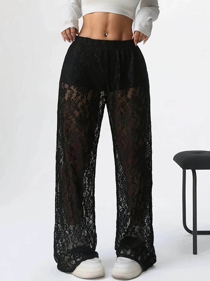 Women's Personalized Lace Jacquard Pants - Spring/Summer Casual Style - Buy Center