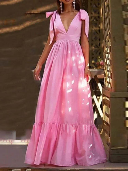 Elegant Women’s V-Neck Backless Summer Dress - Party & Club Wear - Buy Center