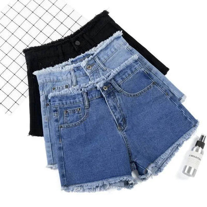 OKXGNZ Women's High Waist Denim Shorts - Casual Distressed Style - Buy Center