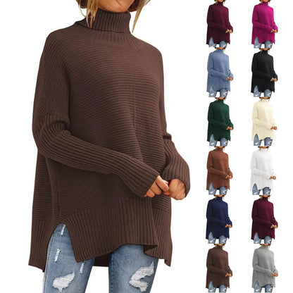 Stylish Women's Solid Turtleneck Sweater - Casual Pullover for Autumn - Buy Center