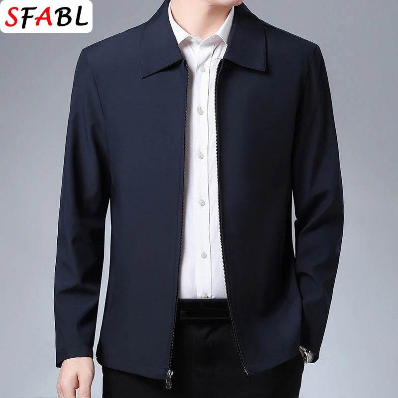 MANTLCONX Men's Thin Solid Color Jacket - Casual Business Wear for Spring - Buy Center
