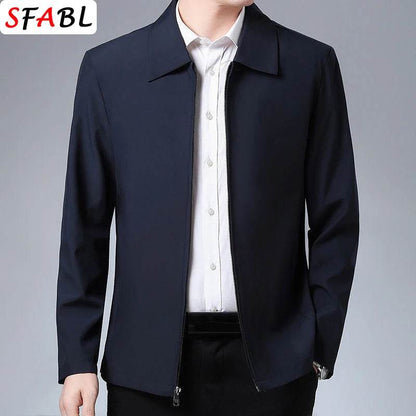 MANTLCONX Men's Thin Solid Color Jacket - Casual Business Wear for Spring - Buy Center