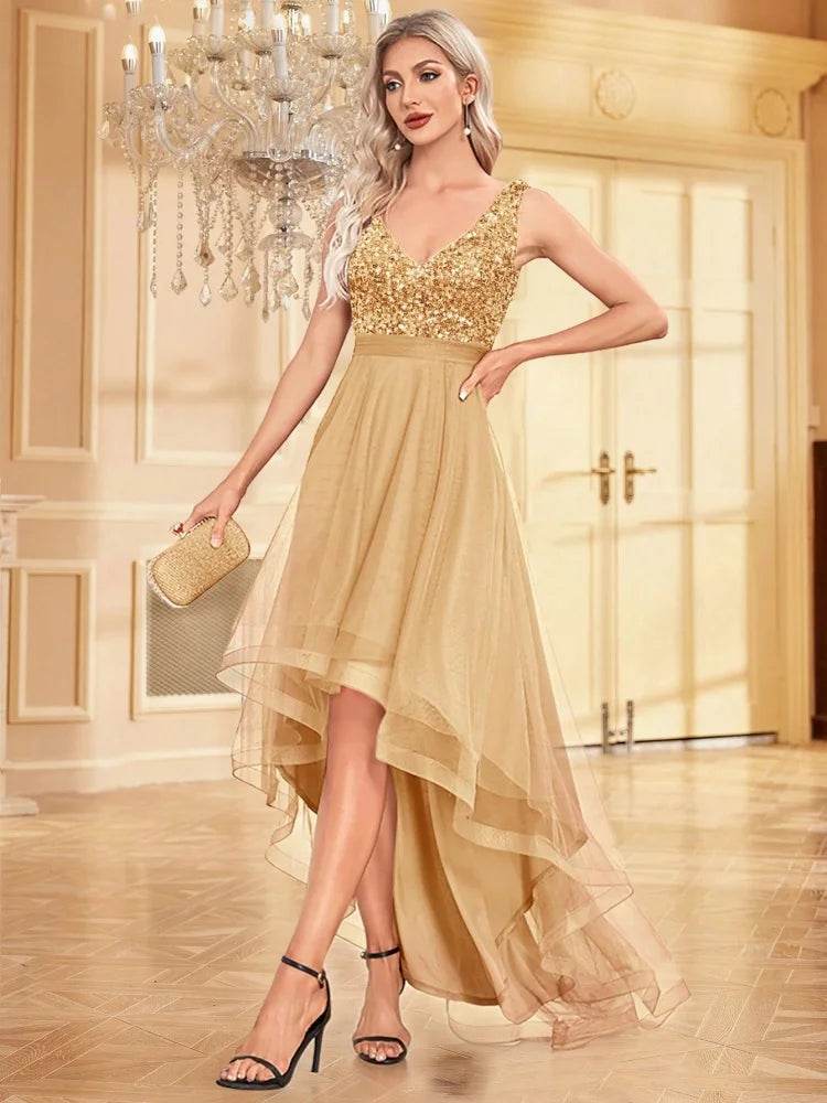 BluePlum Sleeveless Sequin Evening Dress - Formal Floor-Length Gown - Buy Center