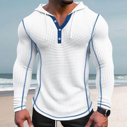 Stylish Men's Waffle Fabric Hoodie - Breathable Slim Fit Design - Buy Center