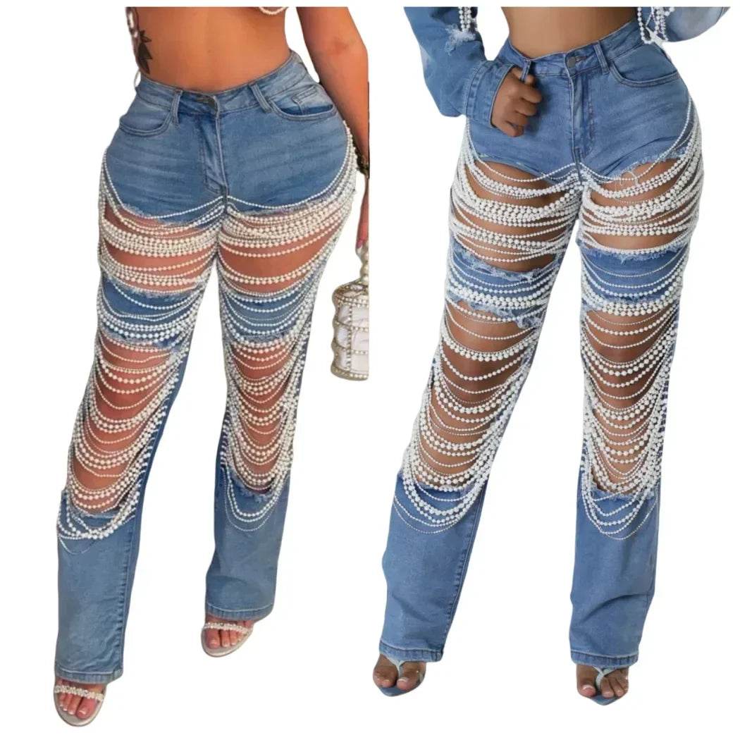 Kalenmos Women's High Waist Denim Jeans - Casual Wide Leg Summer Pants - Buy Center